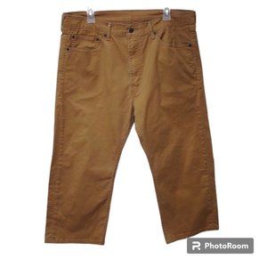 Levi's 505 Brown Khaki Capri Hemmed Slight Stretch 5 Pocket Straight Leg Jeans
